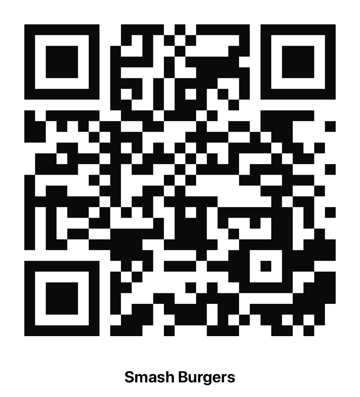 Código QR de ejemplo del restaurante Smash Burgers