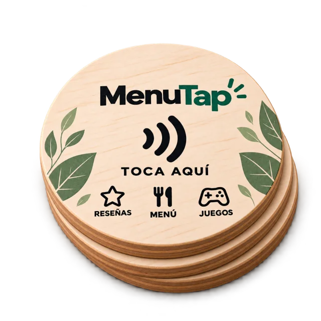 3 wooden MenuTree coasters stacked