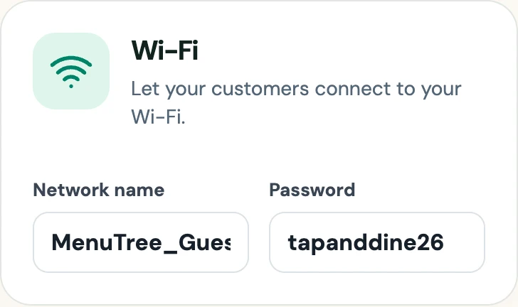 Actual Wi-Fi settings: enter the network name and password.